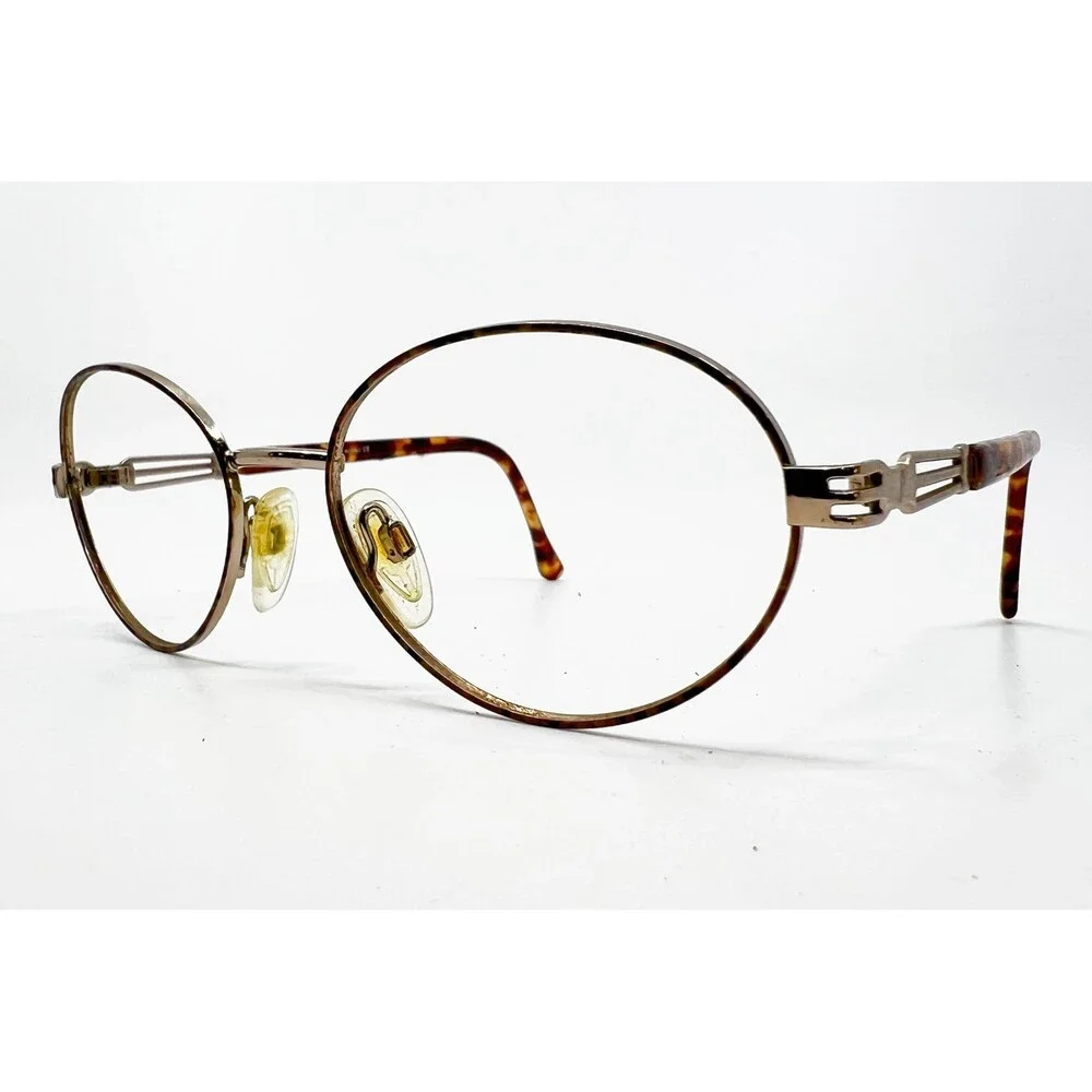 Anne Klein Eyeglasses Women Gold Tortoise Shell Oval 2002 K1028 55-19-135